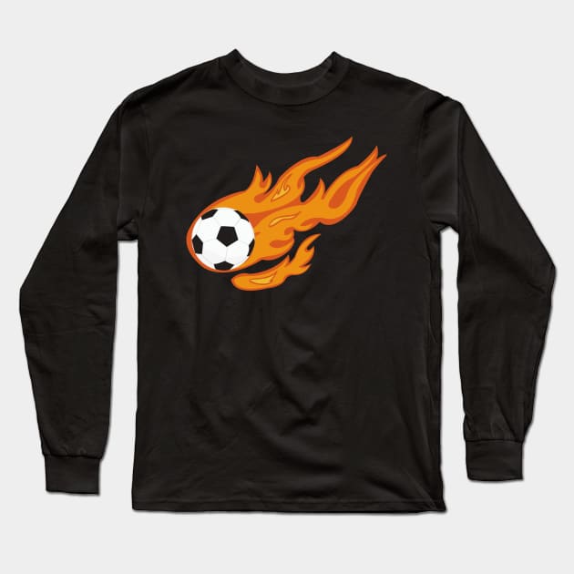 Soccer Fire Football Long Sleeve T-Shirt by Onceer